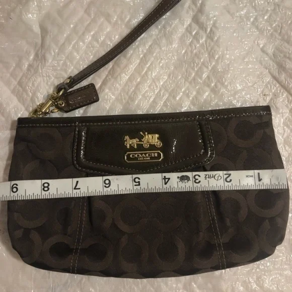 Coach Madison brown op c signature wristlet bag